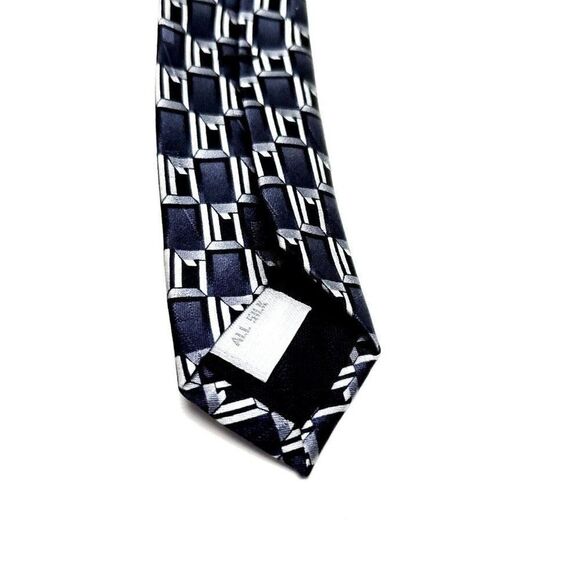 Pierre Cardin Silk Tie Gray Geometric Print Short Wide - Picture 4 of 6